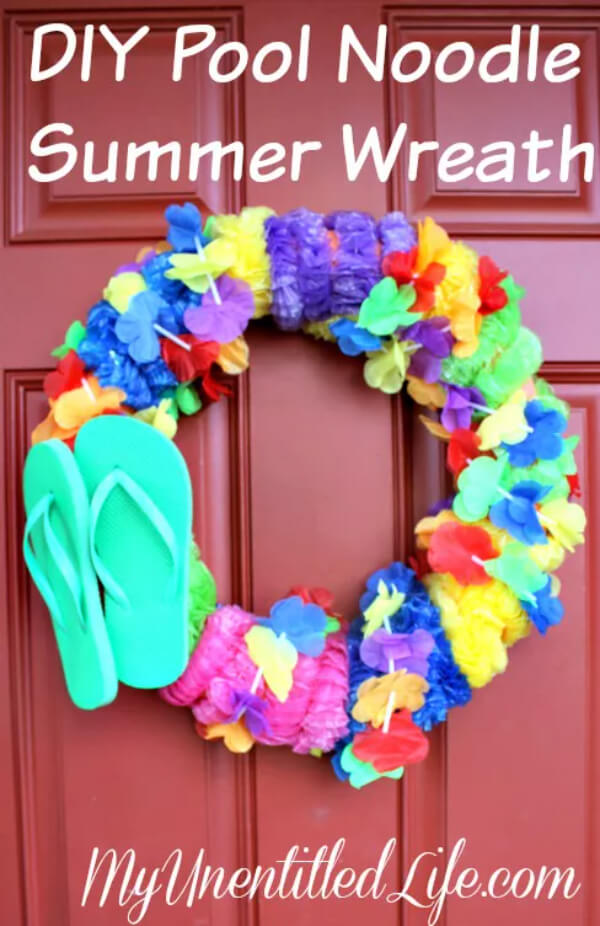 Beautiful DIY Summer Wreath with Pool Noodle
