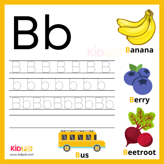 B Alphabet Writing Practice Sheet