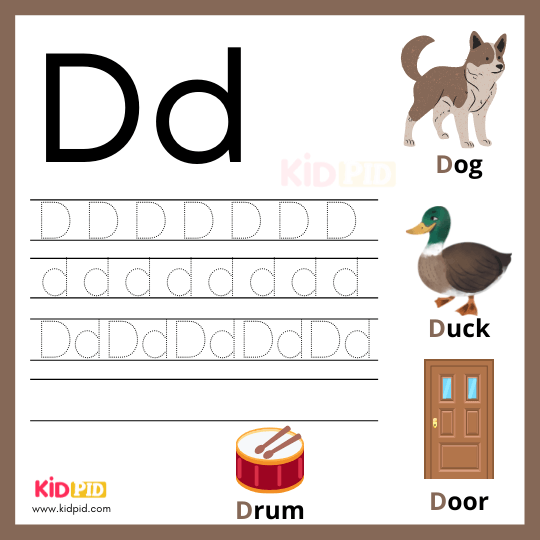D Alphabet Writing Practice Sheet