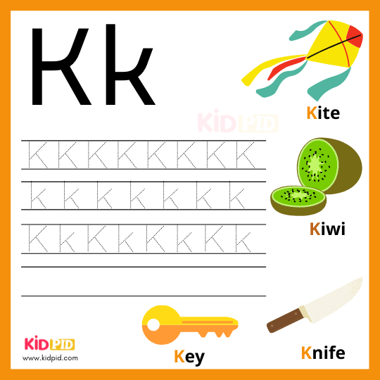 K Alphabet Writing Practice Sheet