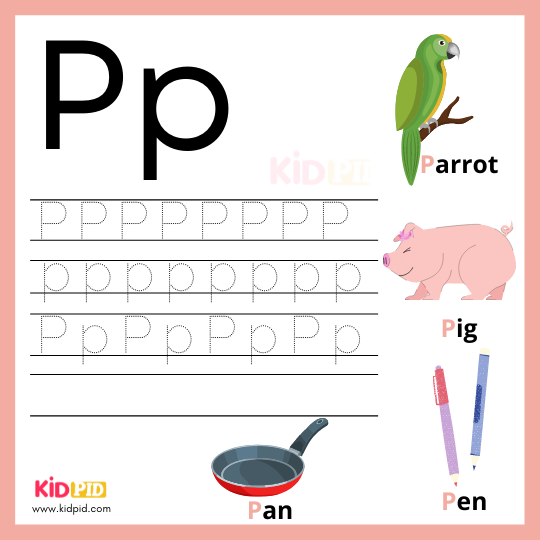 P Alphabet Writing Practice Sheet