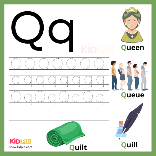 Q Alphabet Writing Practice Sheet