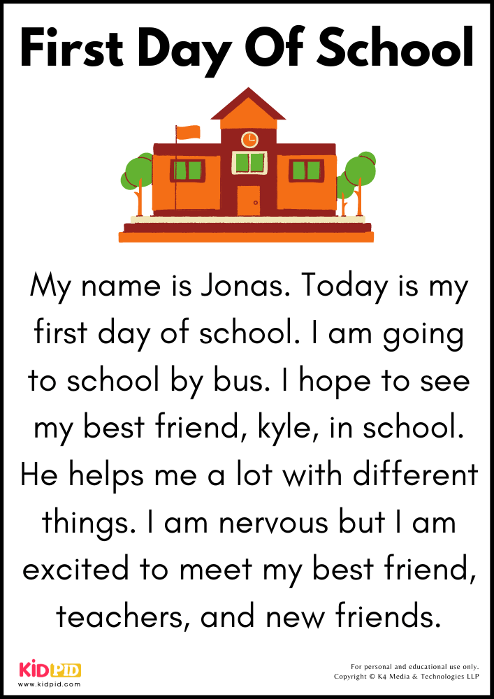 First Day Of School Story 