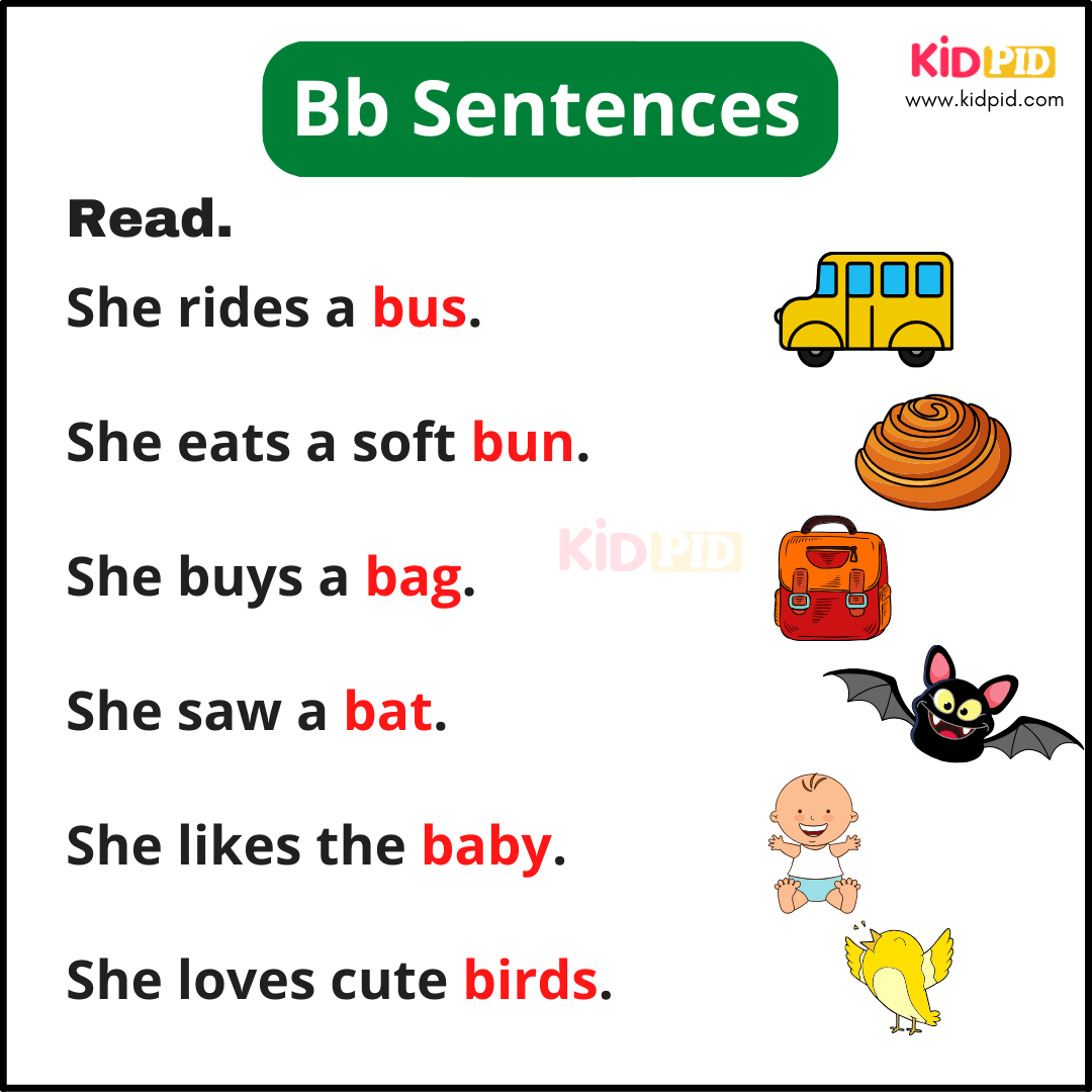 Bb Sentences - A-Z Sentences Writing For Kids