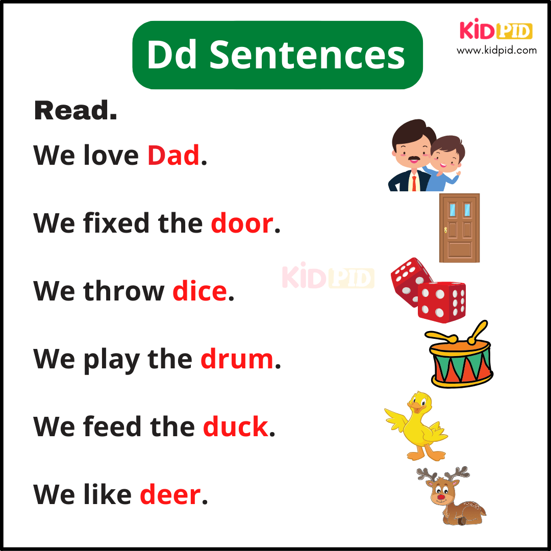 Dd Sentences - A-Z Sentences Writing For Kids