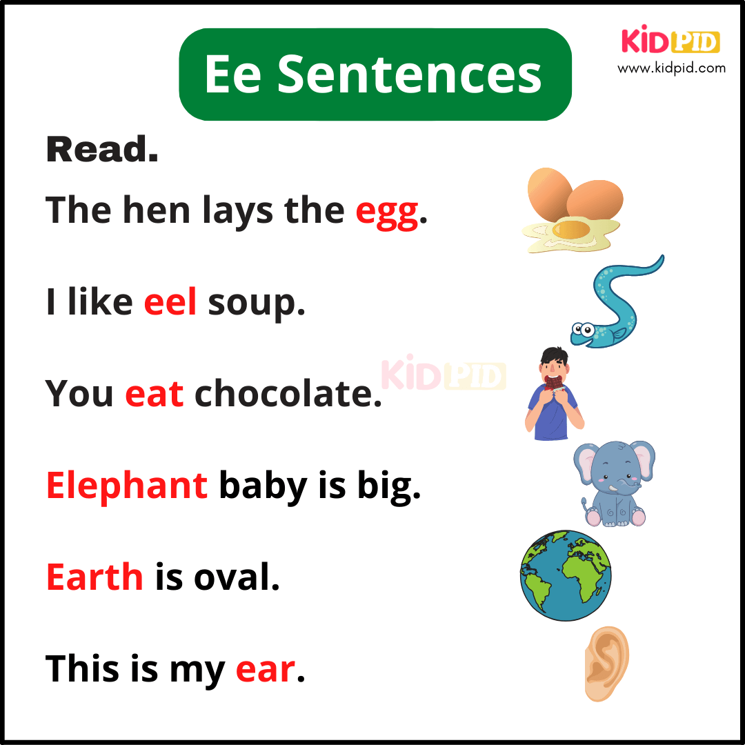 Ee Sentences - A-Z Sentences Writing For Kids