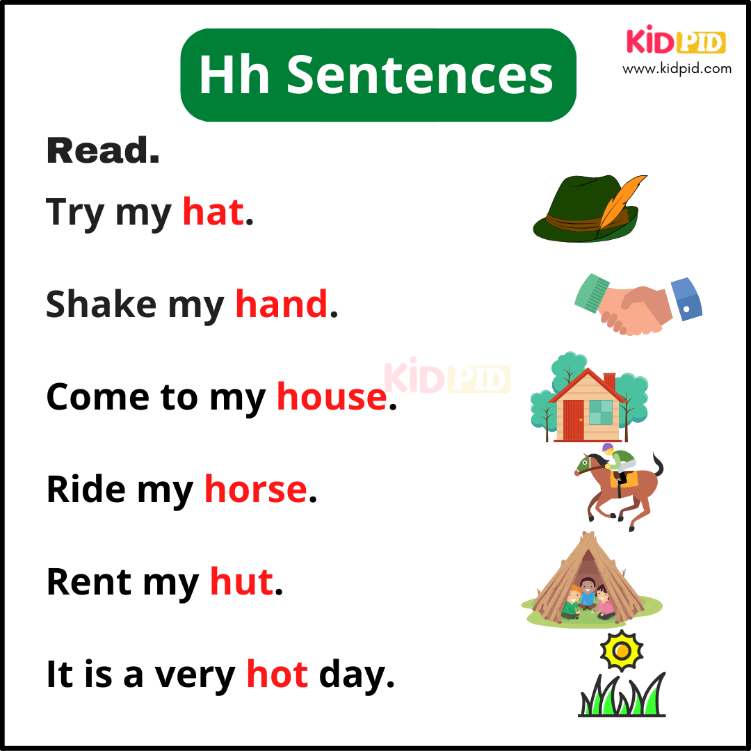 Hh Sentences - A-Z Sentences Writing For Kids