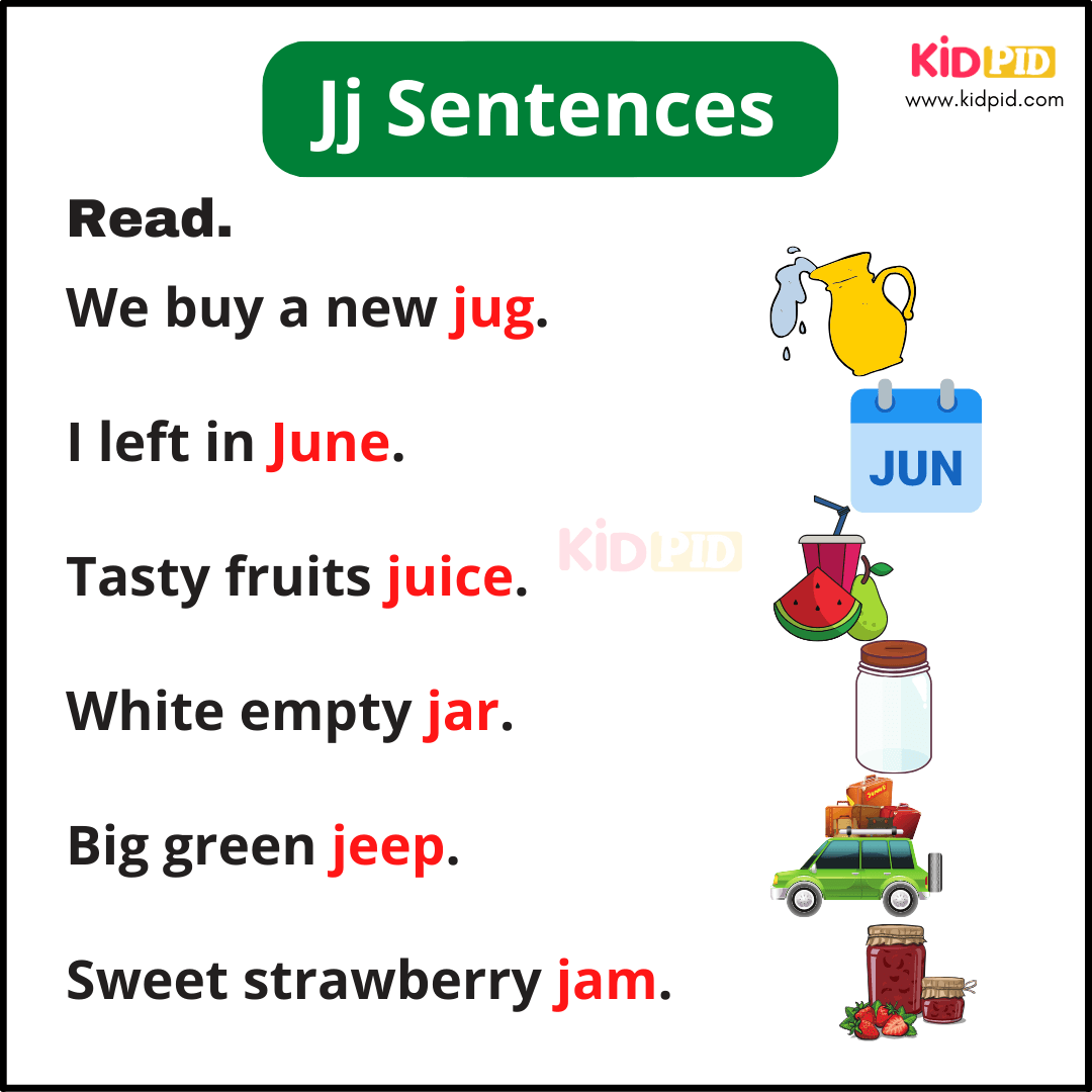 Jj Sentences - A-Z Sentences Writing For Kids