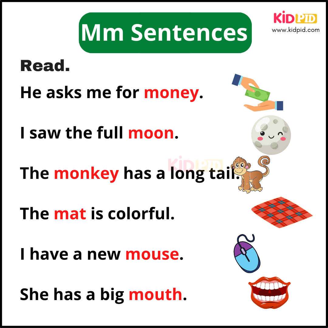 Mm Sentences - A-Z Sentences Writing For Kids