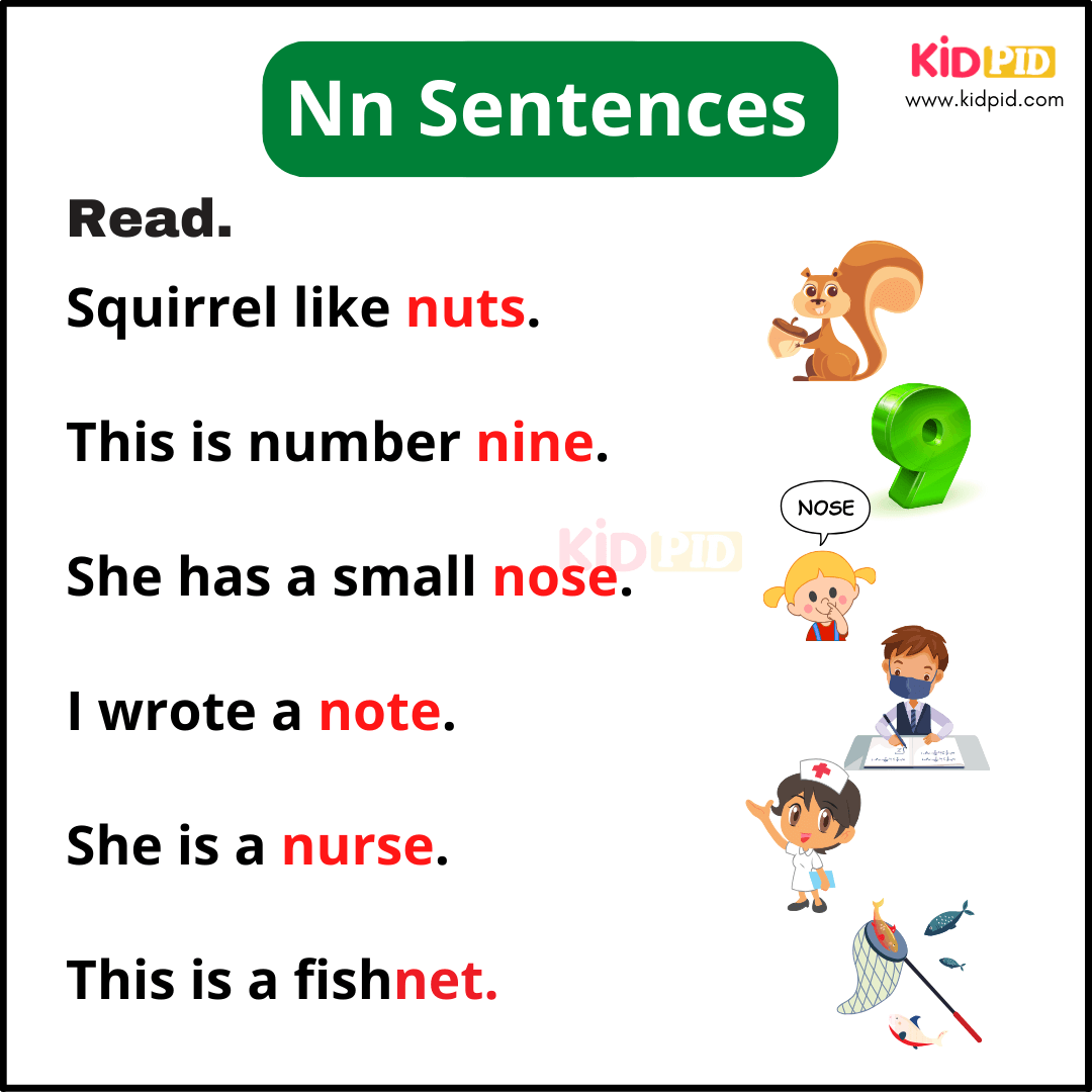 Nn Sentences - A-Z Sentences Writing For Kids