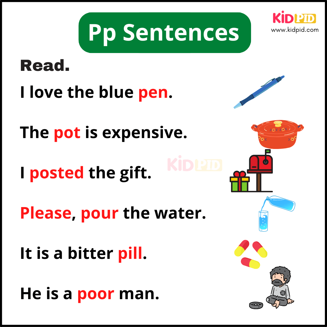 Pp Sentences - A-Z Sentences Writing For Kids