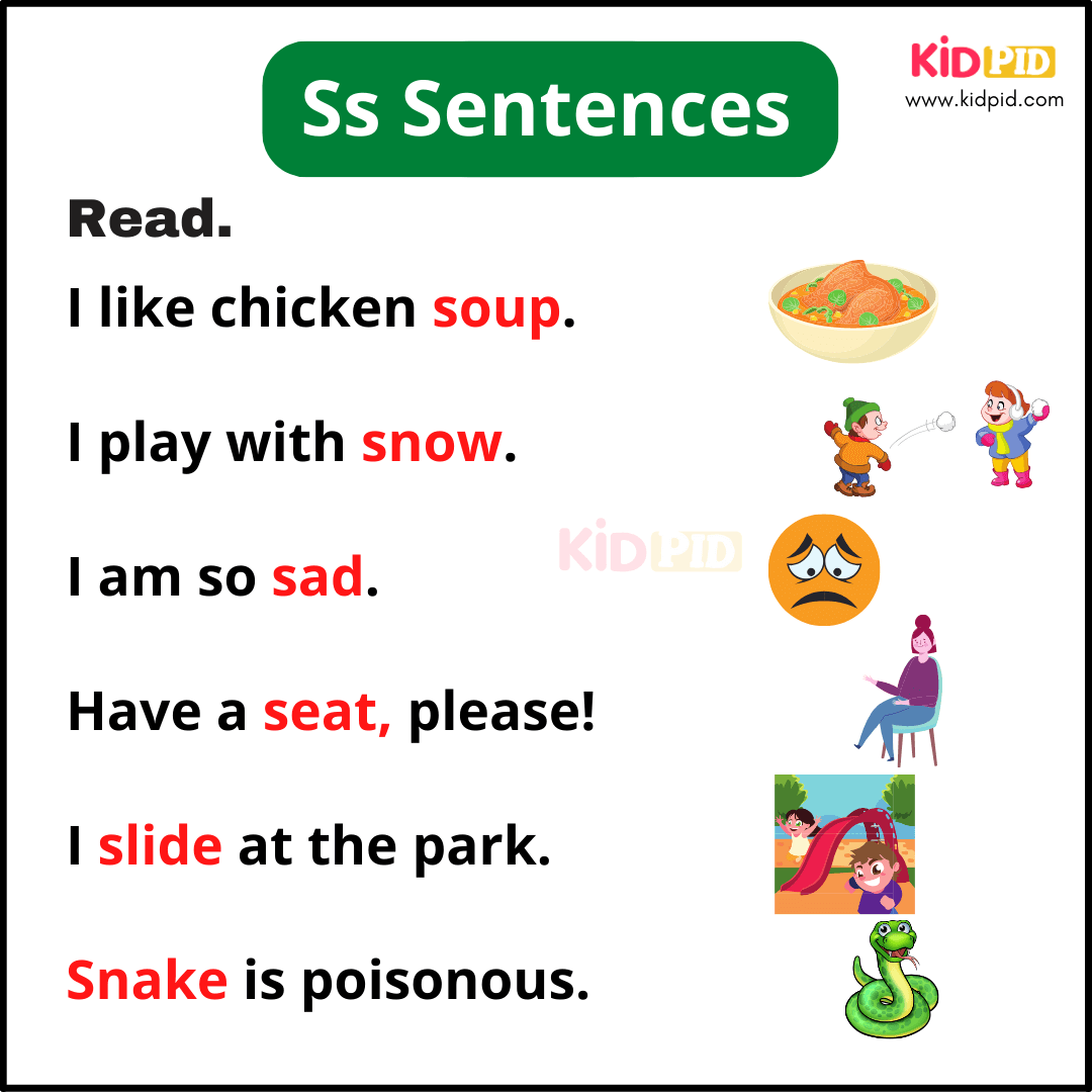 Ss Sentences - A-Z Sentences Writing For Kids