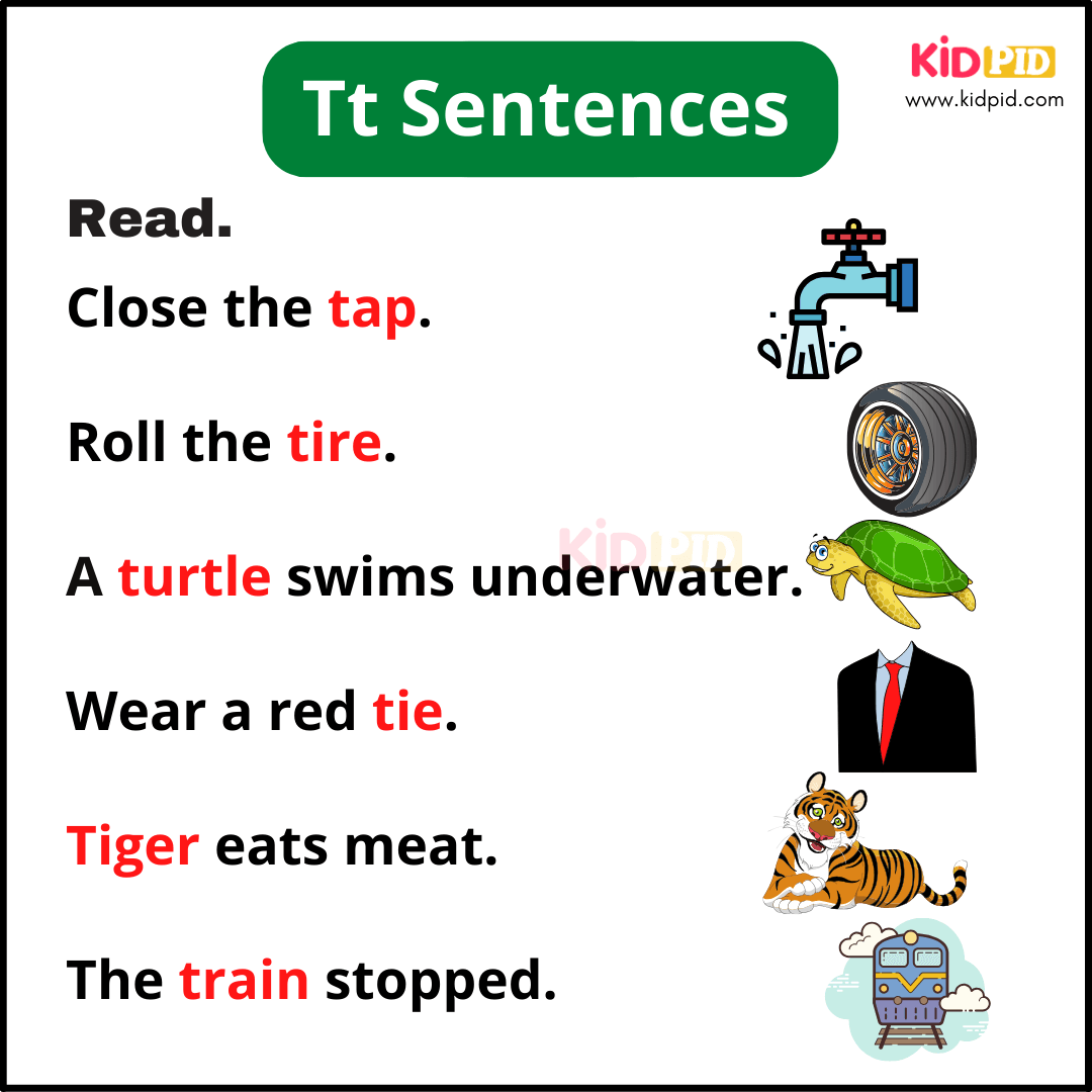 Tt Sentences - A-Z Sentences Writing For Kids