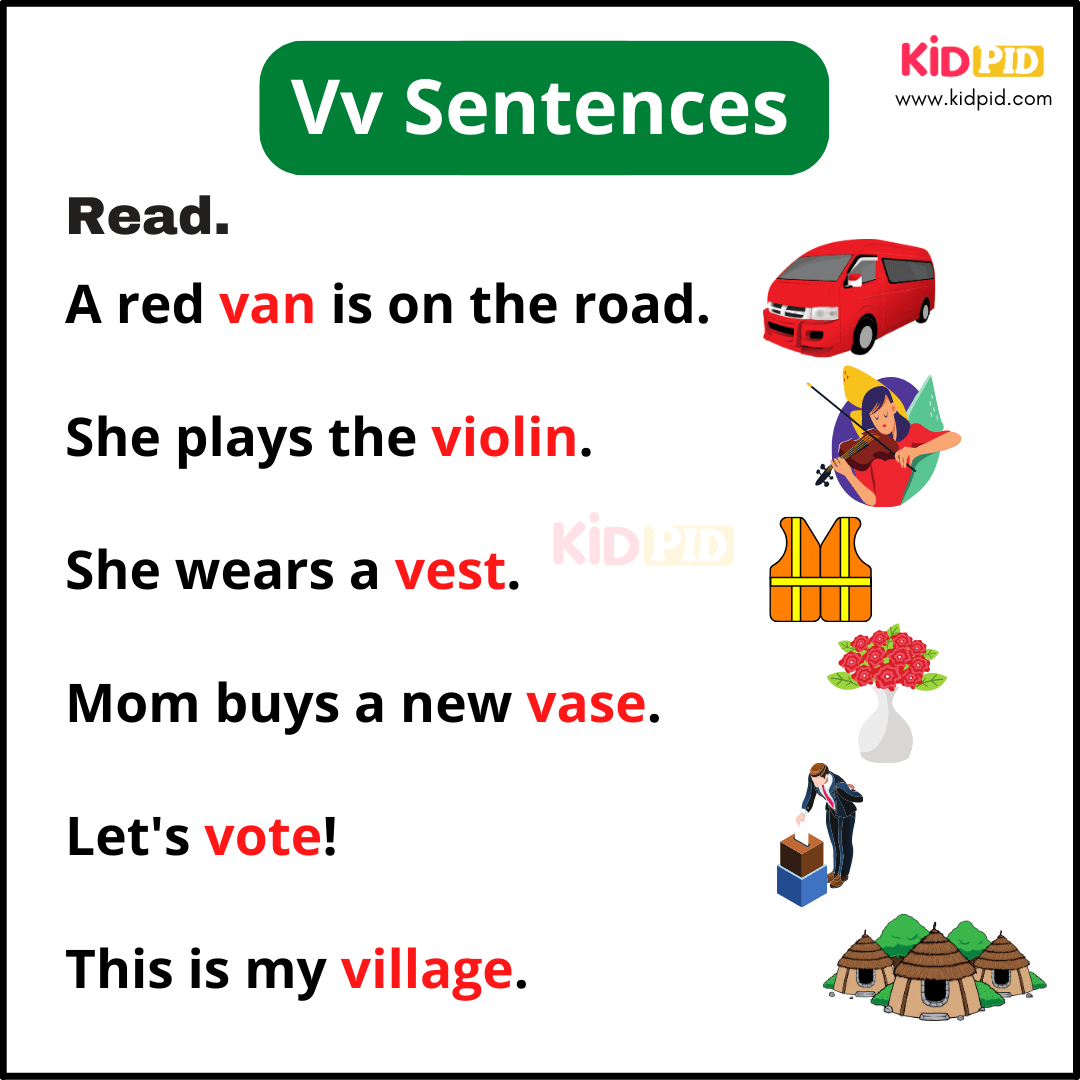 Vv Sentences - A-Z Sentences Writing For Kids