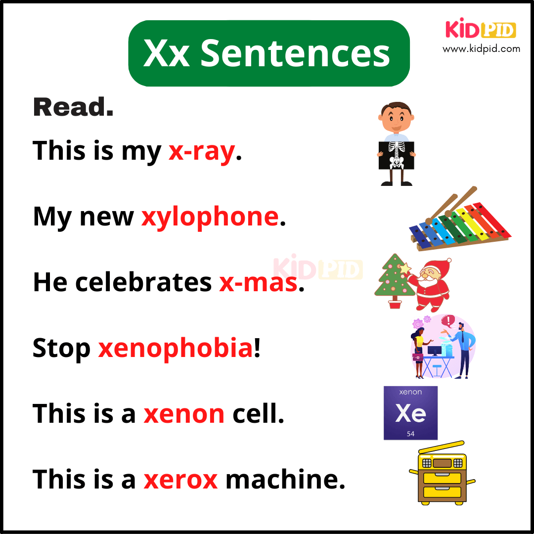 Xx Sentences - A-Z Sentences Writing For Kids