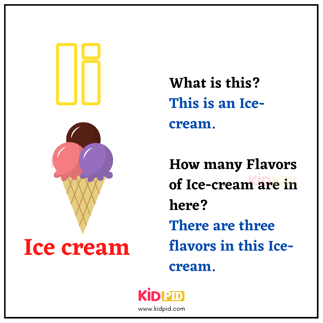 I for Ice cream - Learn with Alphabets