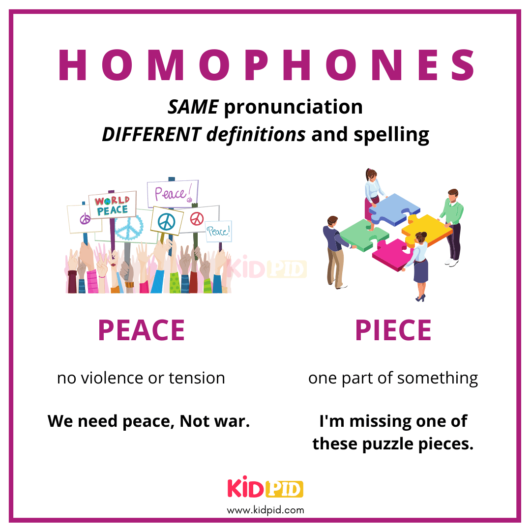 Peace VS Piece - Homophones