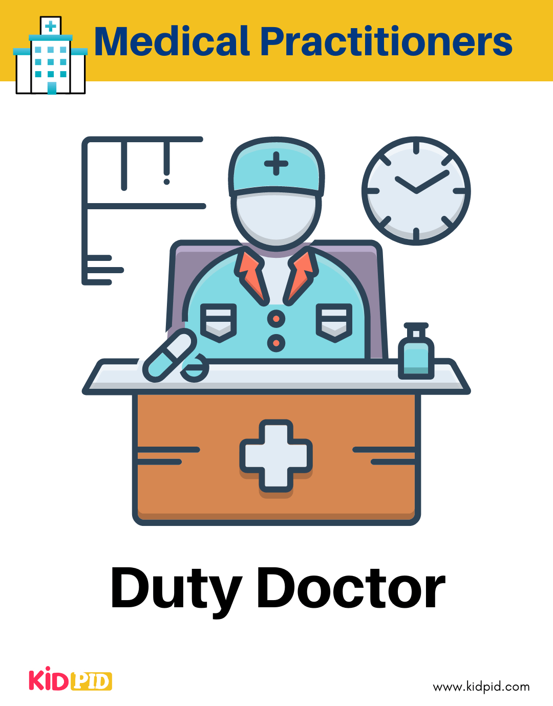 Duty doctor working at hospital desk