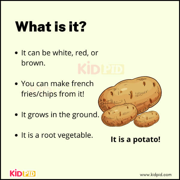 Riddle for kids with image of potato