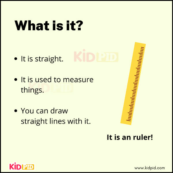 Riddle for kids with ruler and descriptive clues