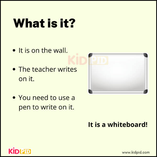 Whiteboard riddle with clues for students