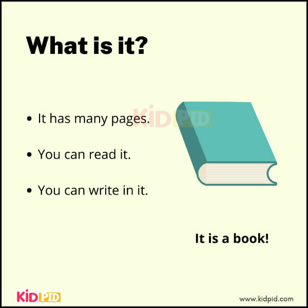 Book riddle with clues for children