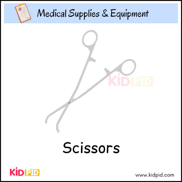 Cartoon surgical scissors image for kids medical learning