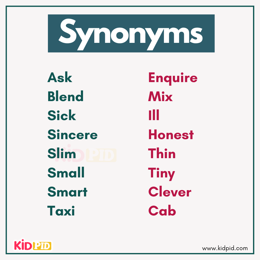 Synonyms activity image for English vocabulary learning