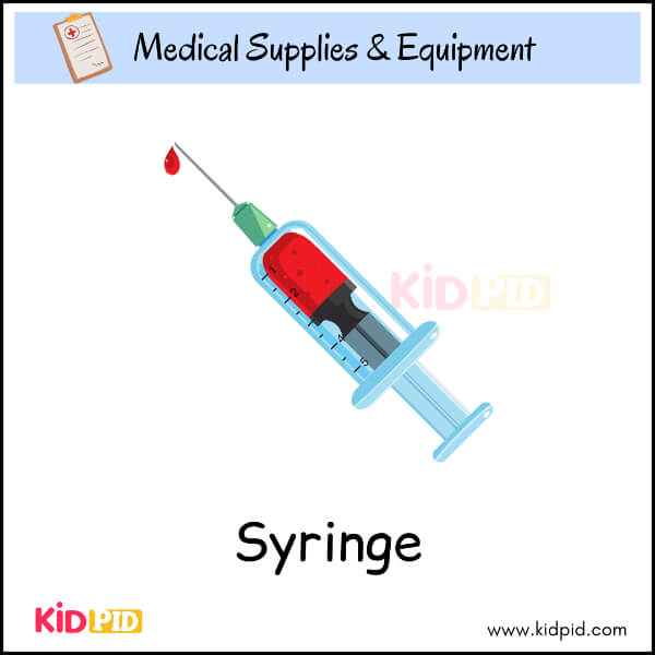 Syringe illustration for kids learning about injections