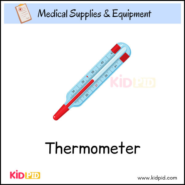 Thermometer picture for kids learning about medical equipment