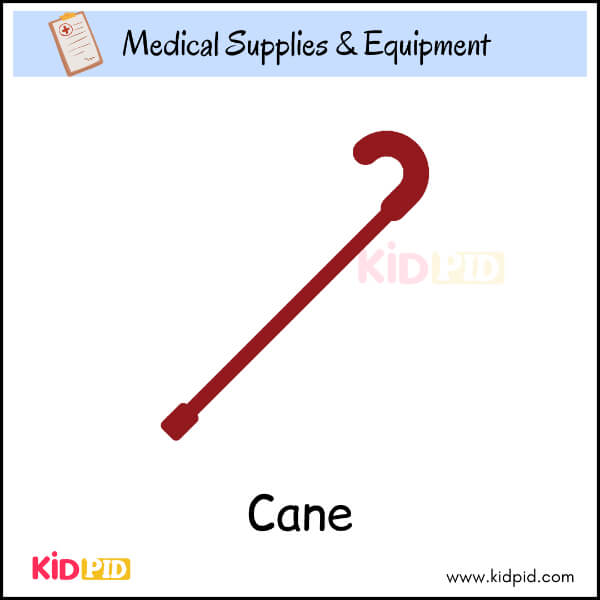Simple cane image for kids learning medical supplies