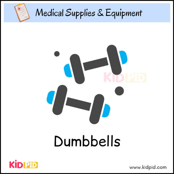 Dumbbells cartoon image for kids fitness learning