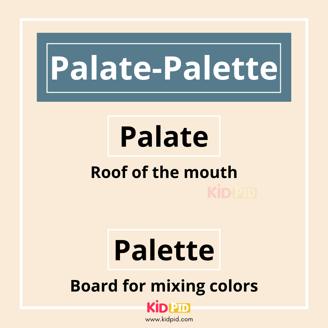 Palate - Palette - Similar words Different meanings
