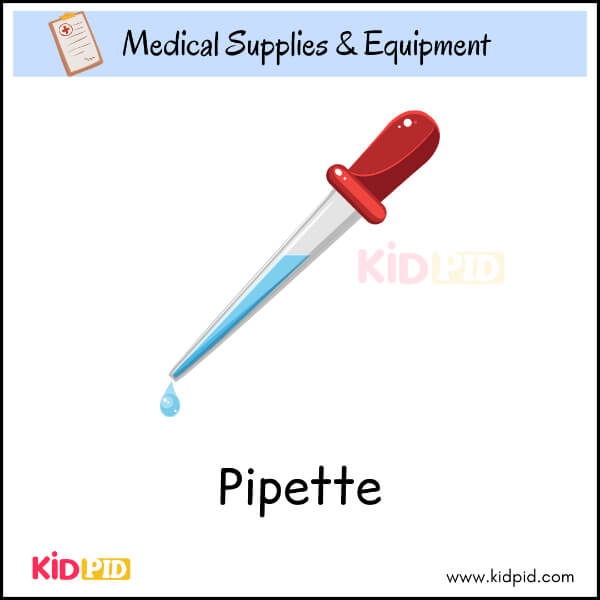 Pipette illustration showing drop of liquid for kids