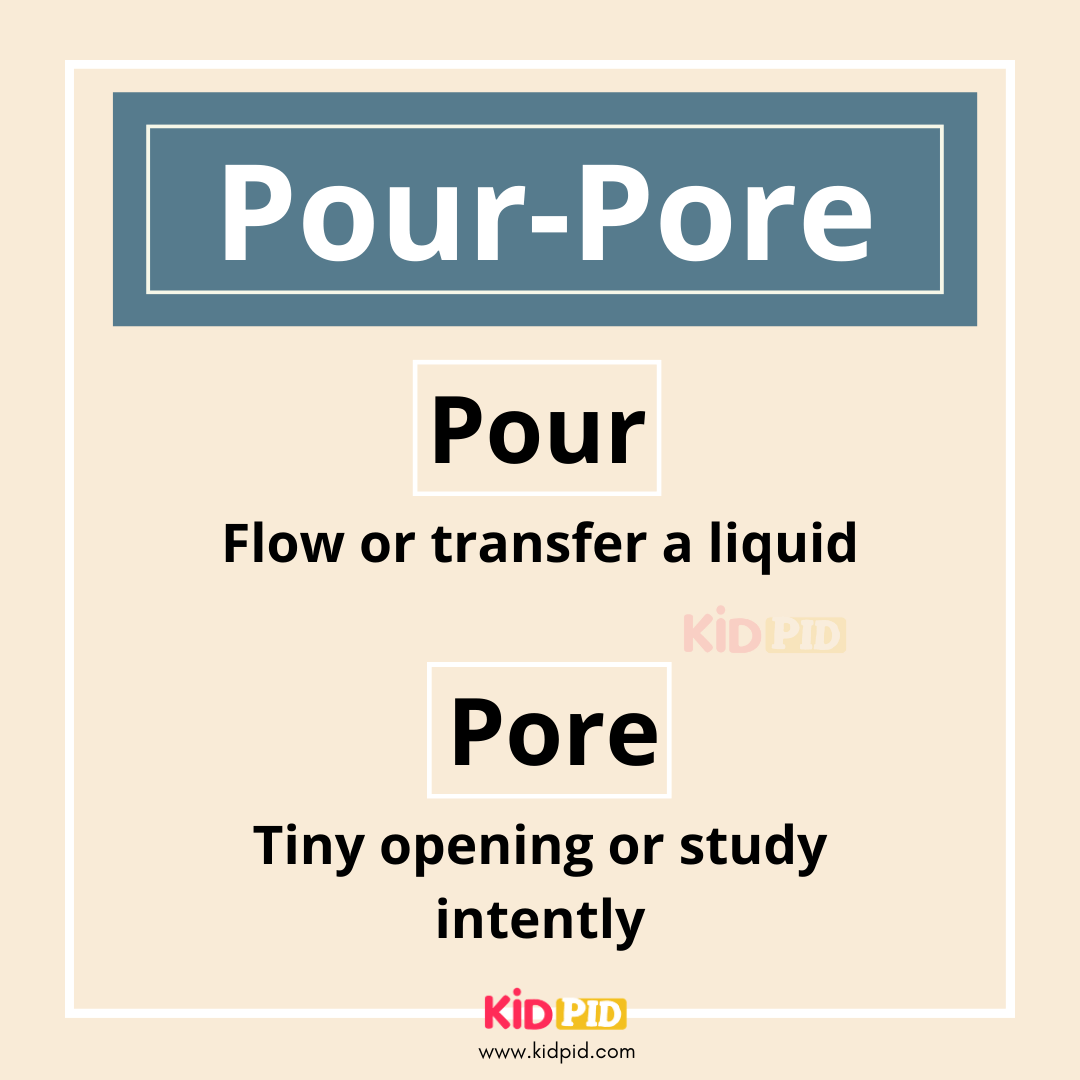 Pour - Pore - Similar words Different meanings