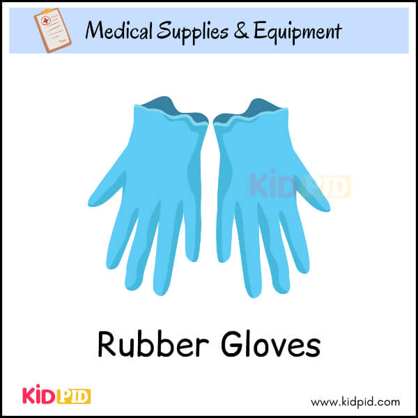 Blue rubber gloves illustration for children’s medical learning