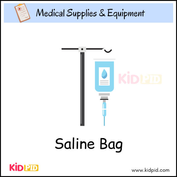 IV saline bag image for children’s medical education