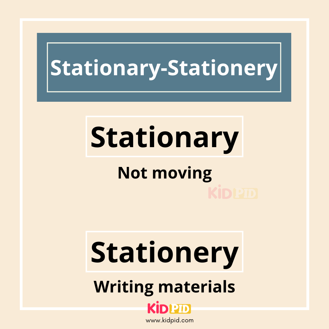 Stationary - Stationery - Similar words Different meanings