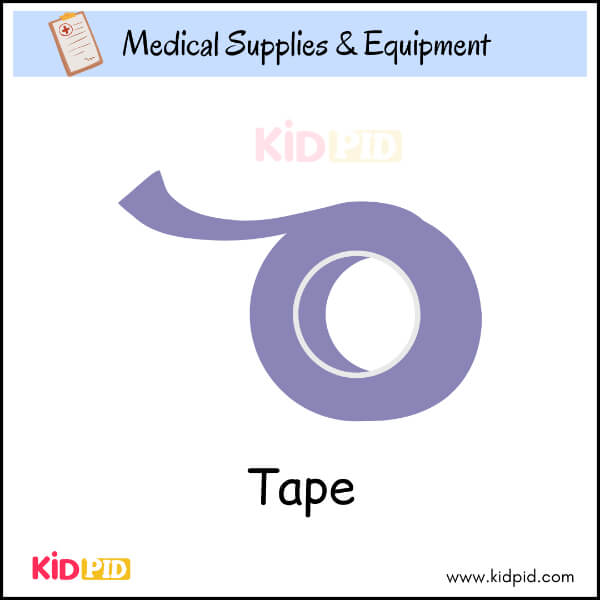 Cartoon medical tape for kids learning hospital tools