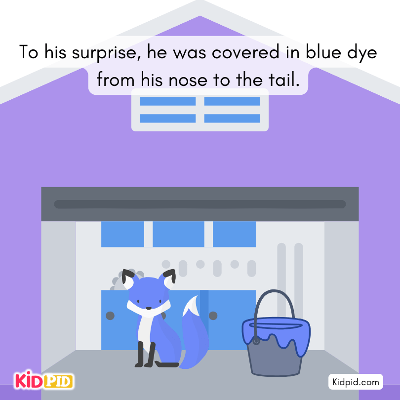 Fox covered with blue dye