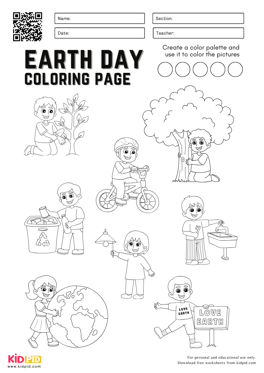 Earth Day Coloring Page Activity For Kindergartners