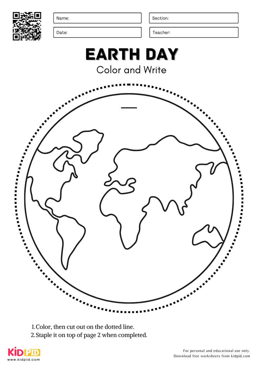 Color & Write Activity On Earth Day!