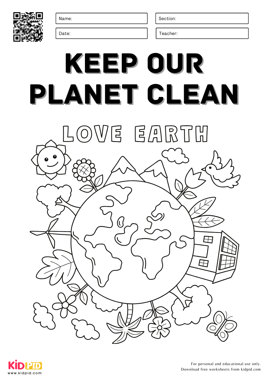 Keep Our Planet Clean - Coloring Activity For Kids