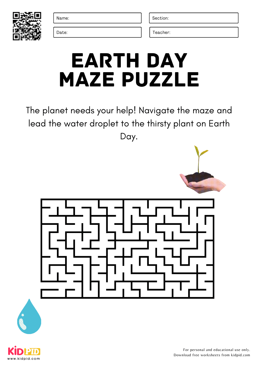  Earth Day Maze Puzzle Activity For Kids