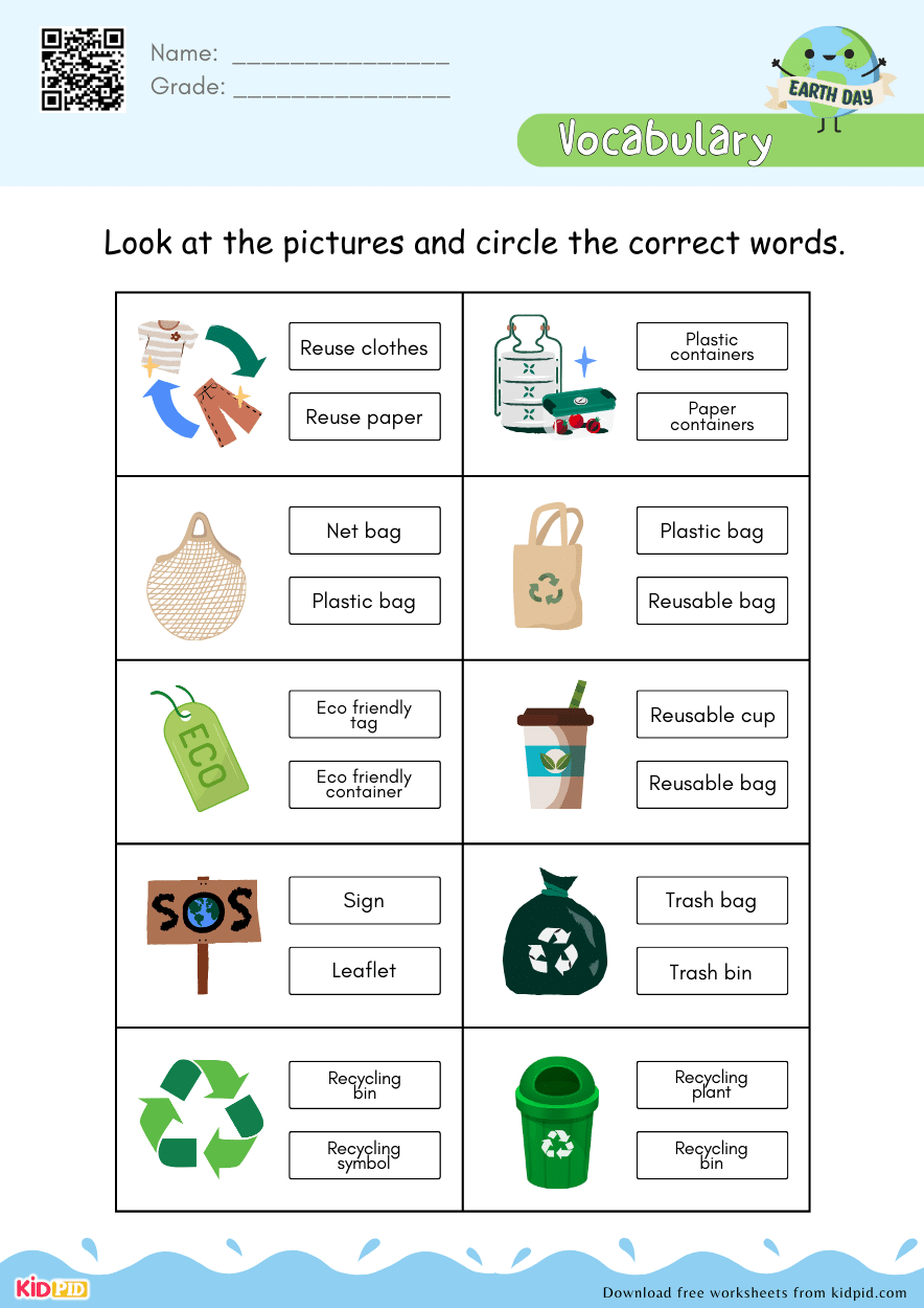 Earth Day Vocabulary Activity For Grade 1