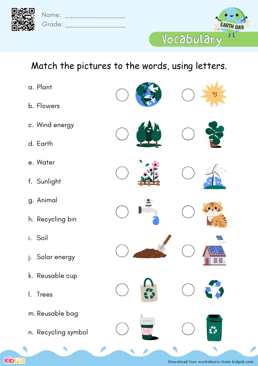 Matching Pictures & Words Activity