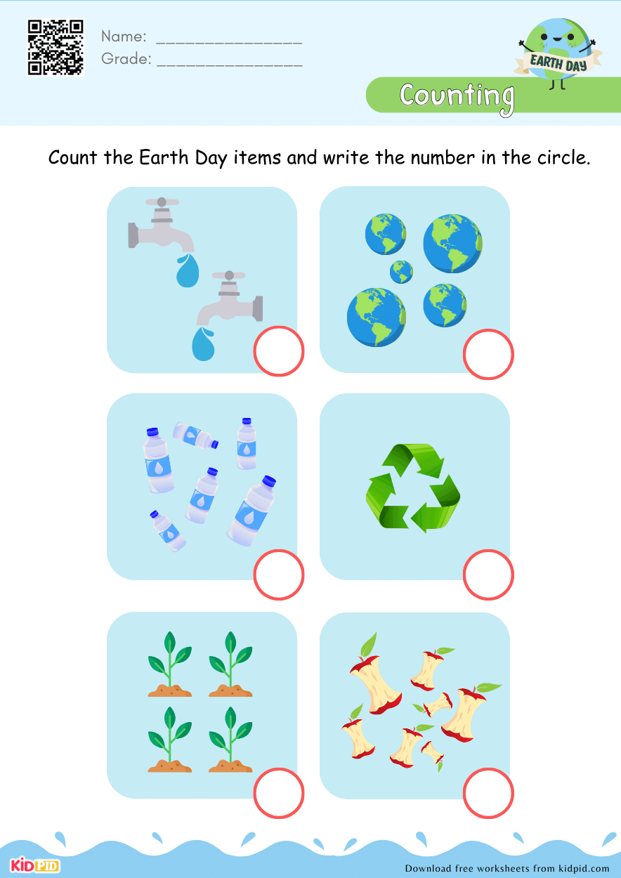 Earth Day Counting Activity For Grade 1