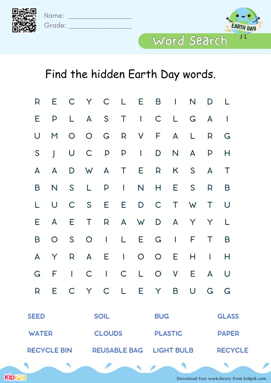 Hidden Earth Day Words Search Activity