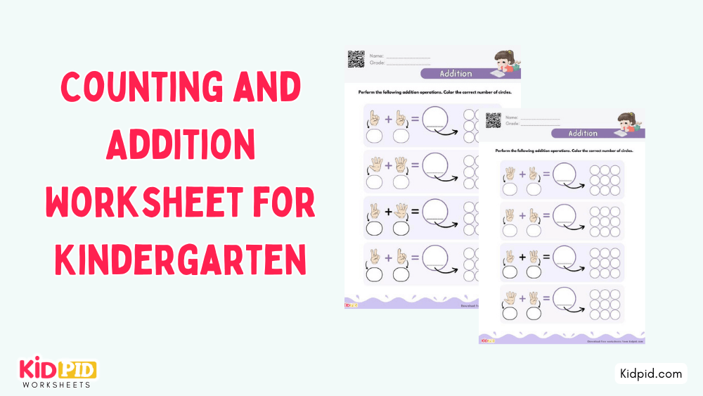 Counting and Addition Worksheet for Kindergarten