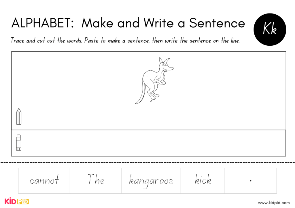 Alphabet Handwriting and Sentence Structure Worksheet 